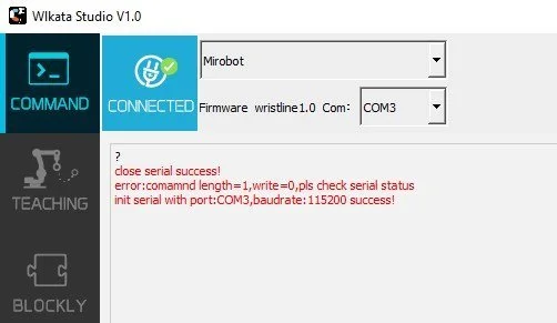 _WLKATA-Mirobot_ConnectError